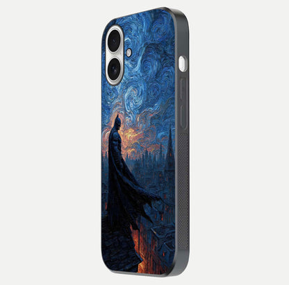 Dark Knight Dusk Glass Case for iPhone 17 side-angle image capturing reflection shine and bold contrast