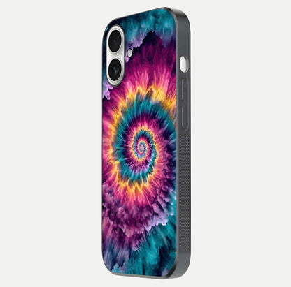 Galactic Spiral Burst Glass Case for iPhone 17 side-angle image showing reflection clarity and vivid galactic texture
