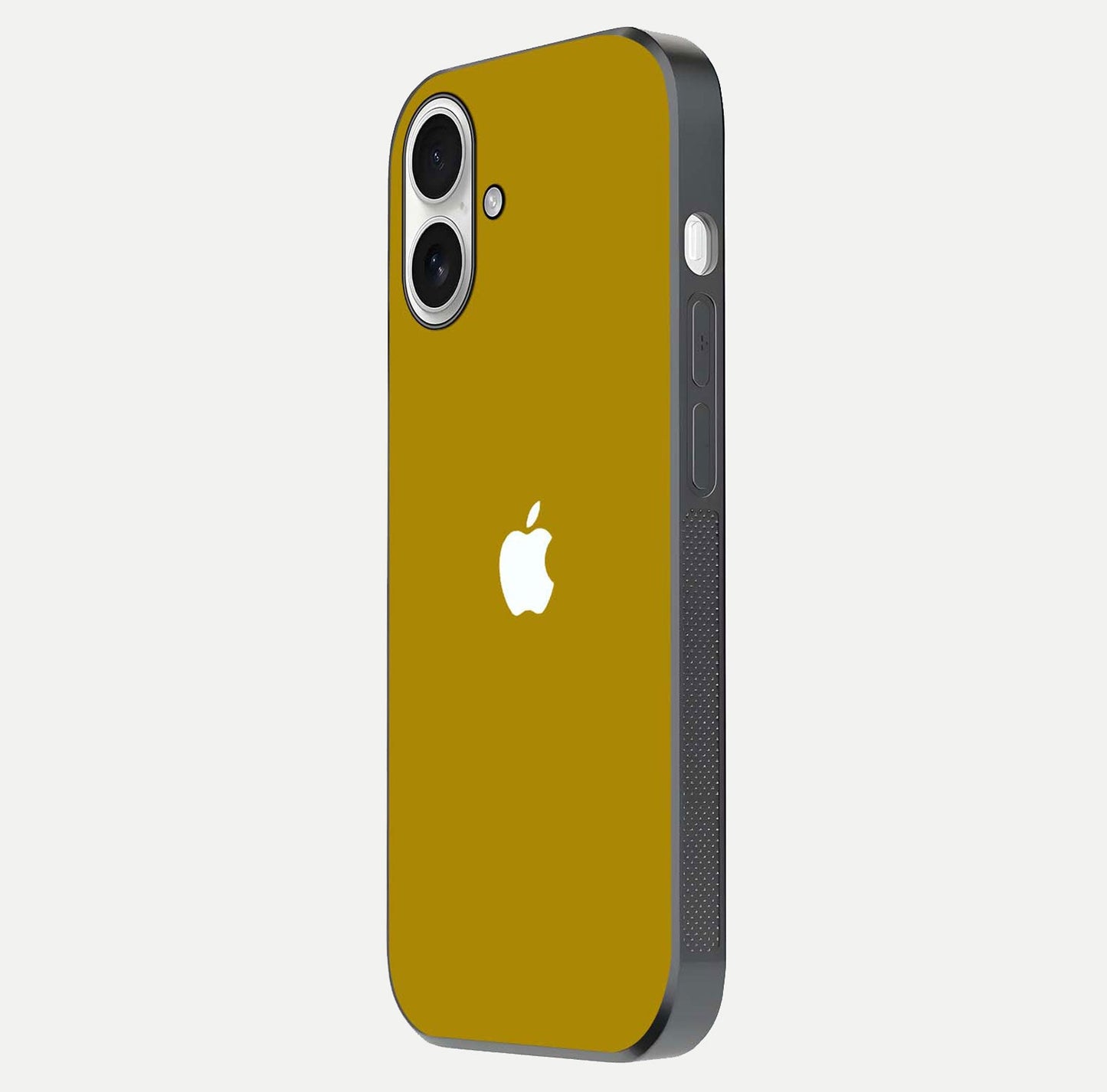 Golden Luxe Aura Glass Case for iPhone 17 side-angle image showing reflection clarity and aura glow