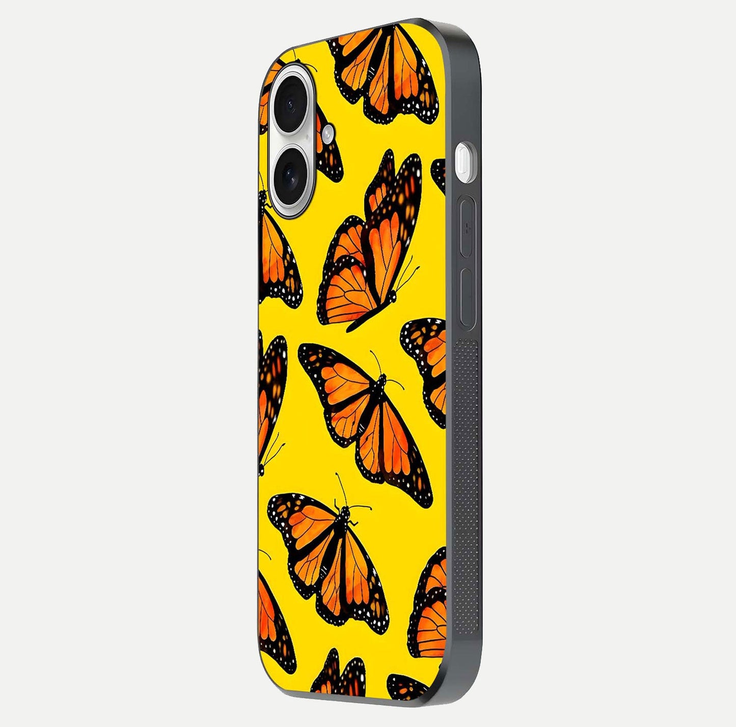Golden Wing Flight Glass Case for iPhone 17 side-angle image showing polished surface and golden gradient