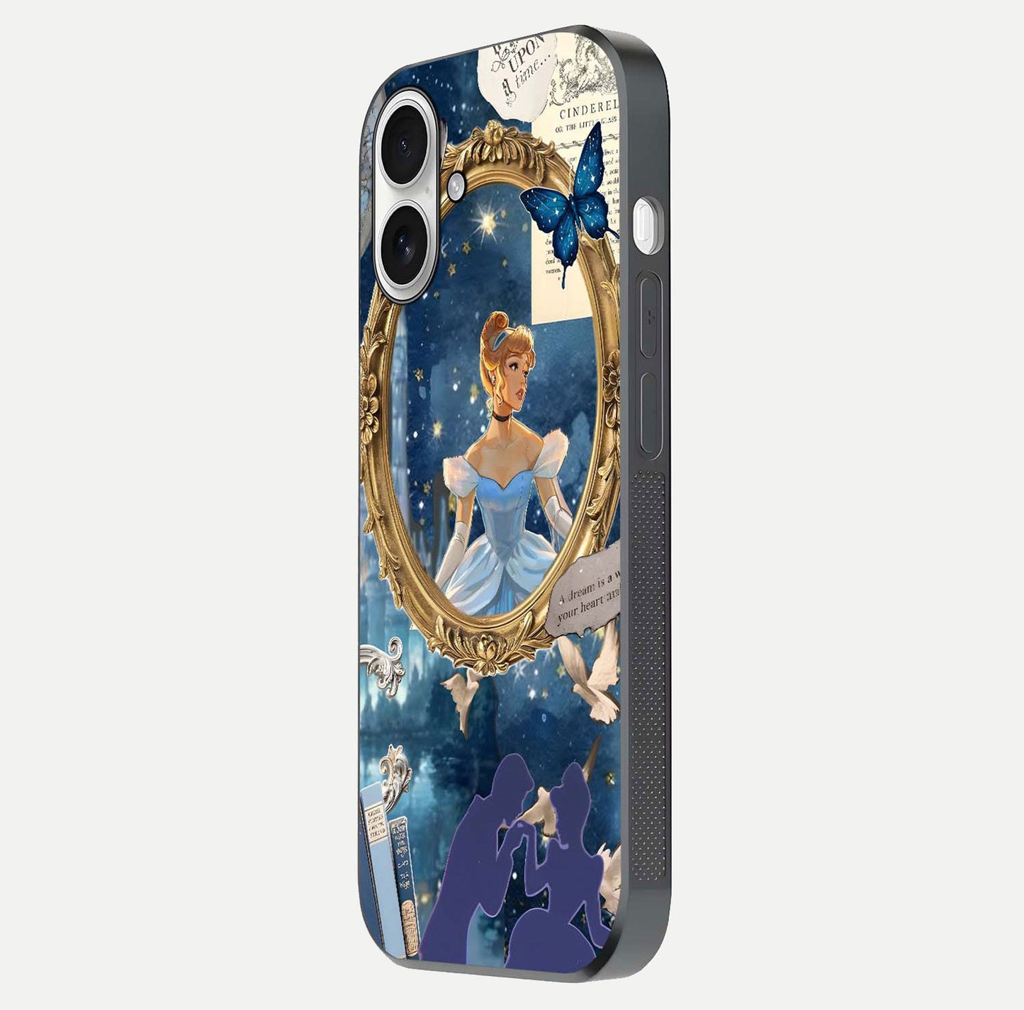 Midnight Queen Glass Case for iPhone 17 side-angle image showing reflection brightness and elegant tone