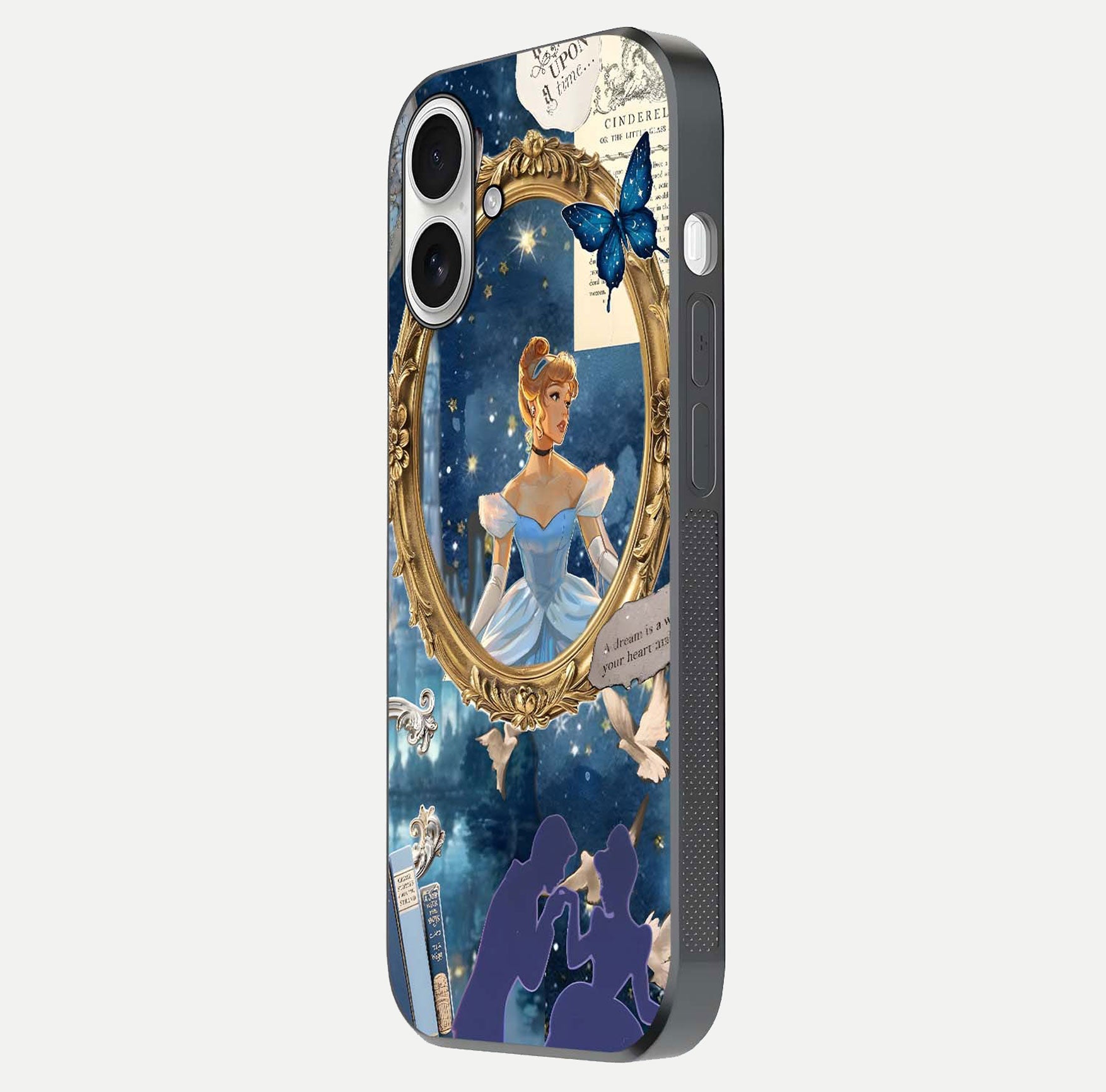 Midnight Queen Glass Case for iPhone 17 side-angle image showing reflection brightness and elegant tone