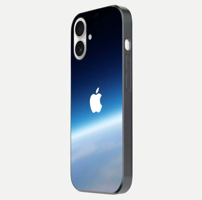 Minimal Apple Sky Glass Case for iPhone 17 side-angle image showing smooth reflection and gentle sky tone