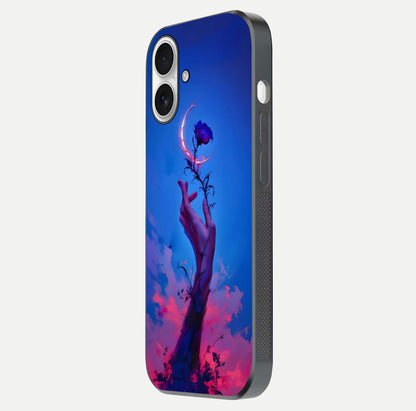 Mystic Hand Glass Case for iPhone 17 side-angle image showing reflection depth and sacred aesthetic
