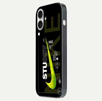Neon Street Edition Glass Case for iPhone 17 side-angle image showing reflection depth and modern tones