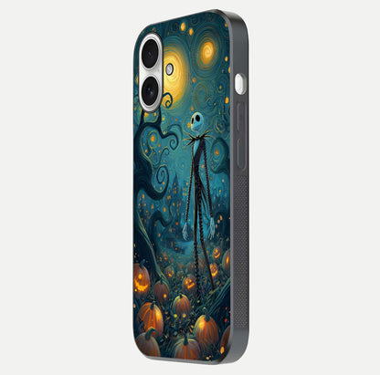 Pumpkin Moonlight Tale Glass Case for iPhone 17 side-angle image showing glow texture and Halloween vibe