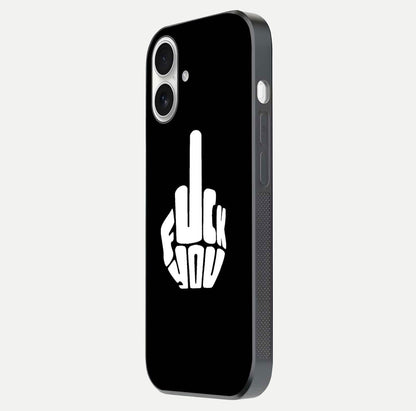 Rebel Mode On Glass Case for iPhone 17 side-angle image showing reflection, edge detail, and text clarity