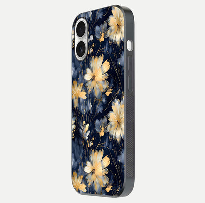 Royal Petal Dream Glass Case for iPhone 17 side-angle image showing smooth edges and royal bloom details
