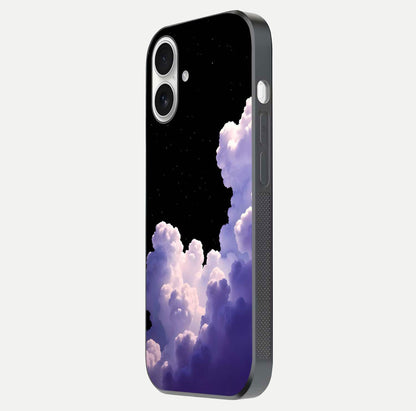 Starlit Night Whispers Glass Case for iPhone 17 side-angle image showing reflection and night pattern shine