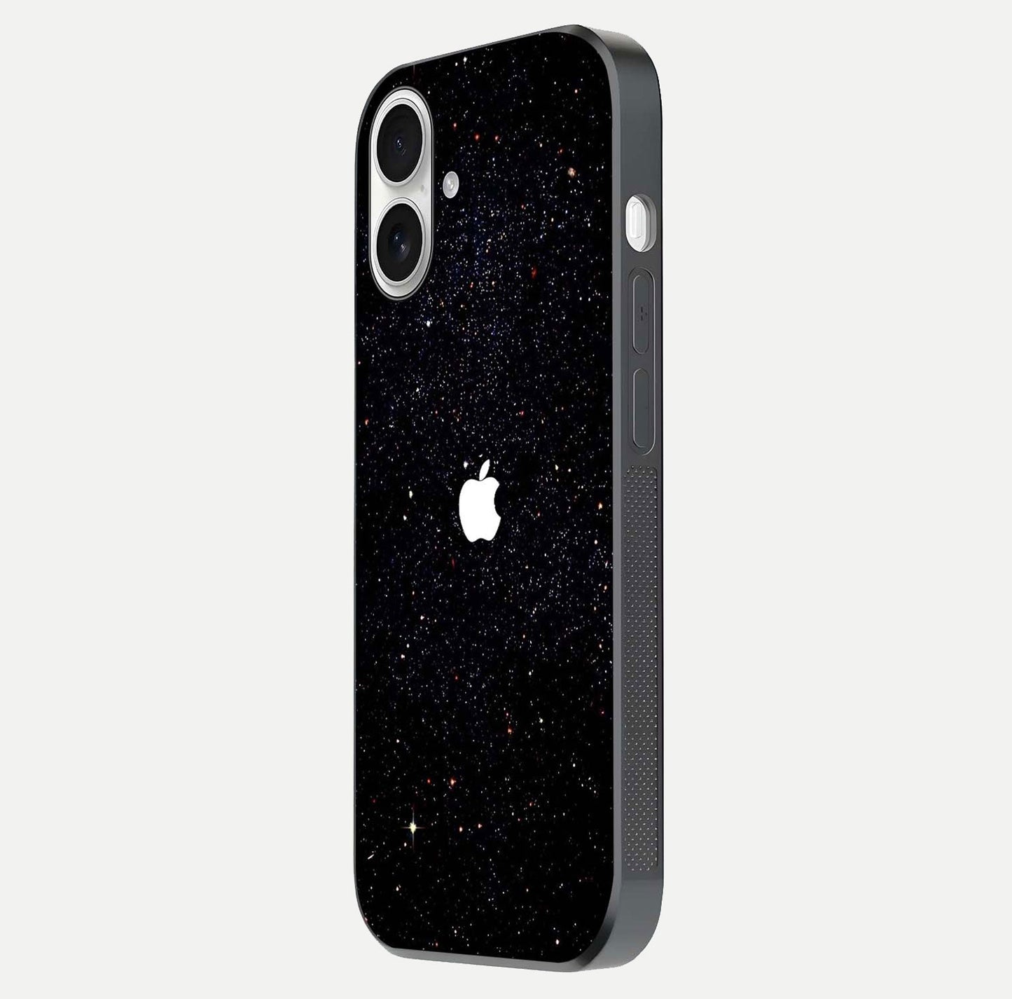 Starry Apple Galaxy Glass Case for iPhone 17 side-angle image showing gloss and star pattern detail