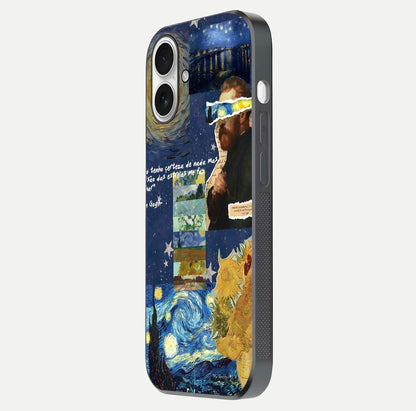 Starry Dream Vision Glass Case for iPhone 17 side-angle image showing reflection and cosmic gradient tones