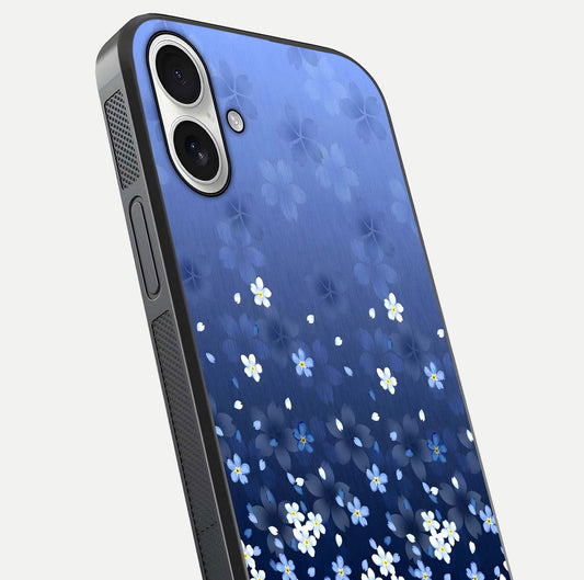 Blue Starry Glass Case for iPhone 17 close-up image highlighting sparkle details and midnight blue gradient
