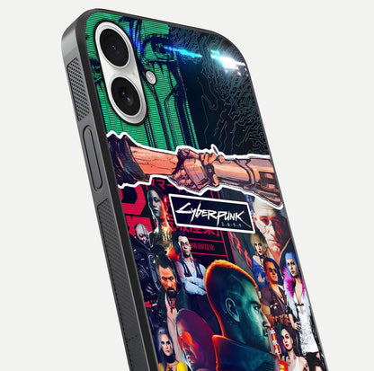 CYBERPUNK Legacy Glass Case for iPhone 17 close-up highlighting circuit texture and reflection tone