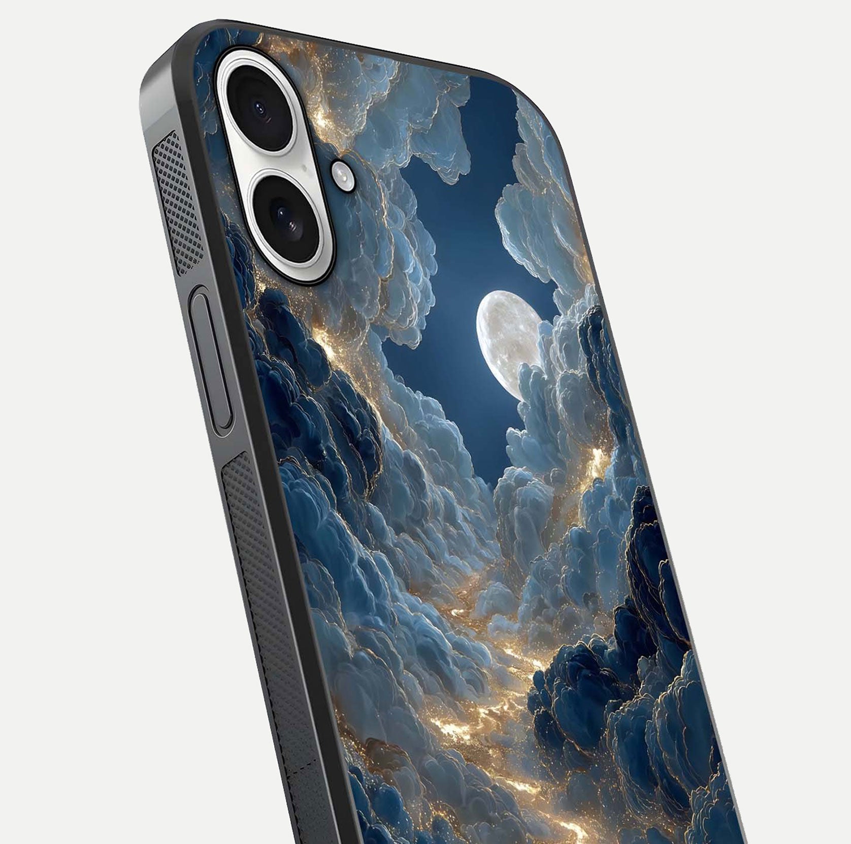 Celestial Cloud Road Glass Case for iPhone 17 close-up view showing road gradient and cloud reflection shine