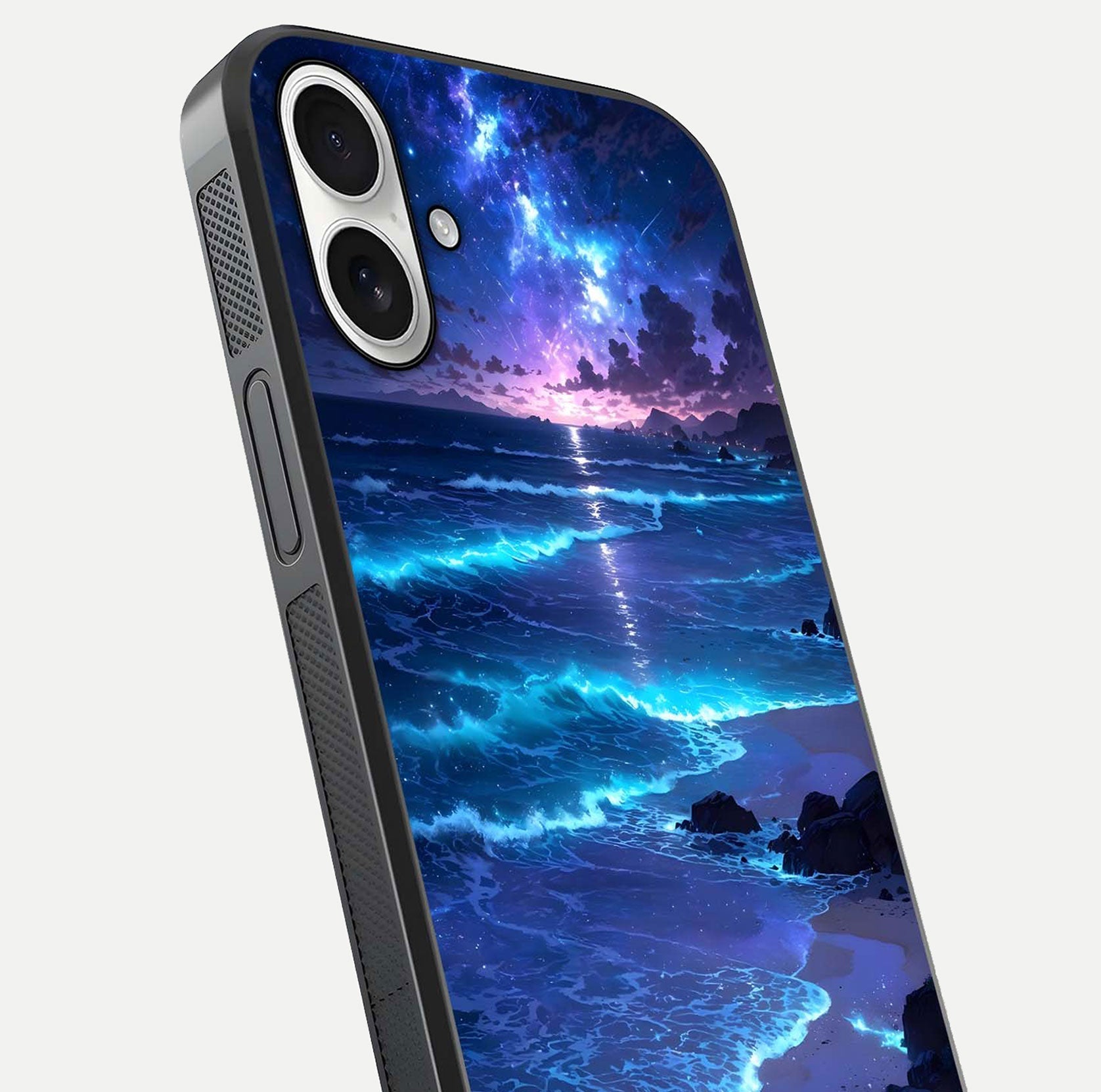 Classic Damn Look Glass Case for iPhone 17 close-up highlighting quote text and reflection shine