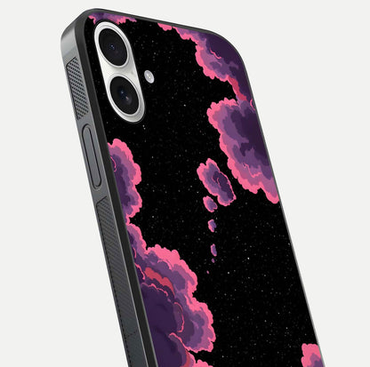 Cosmic Cloud Journey Glass Case for iPhone 17 close-up highlighting star clusters and reflection texture