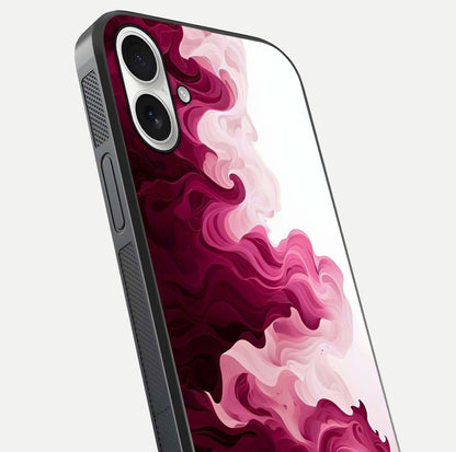 Crimson Wave Flow Glass Case for iPhone 17 close-up highlighting flow texture and reflection tone