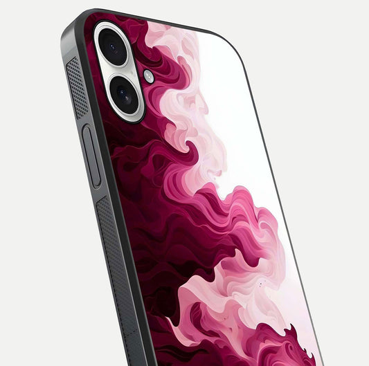 Crimson Wave Flow Glass Case for iPhone 17 close-up highlighting flow texture and reflection tone