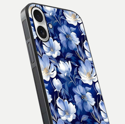 Cute Floral Patterns Glass Case for iPhone 17 close-up highlighting flowers and gloss reflection