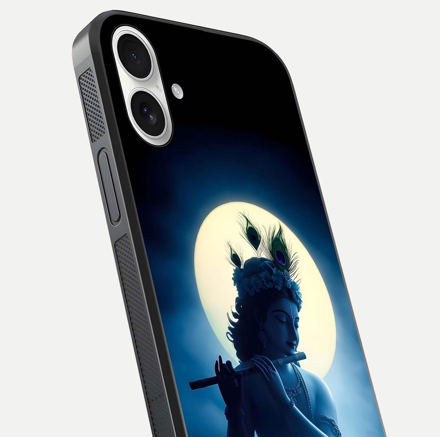 Divine Moon Flute Glass Case for iPhone 17 close-up highlighting flute detail and reflection shine