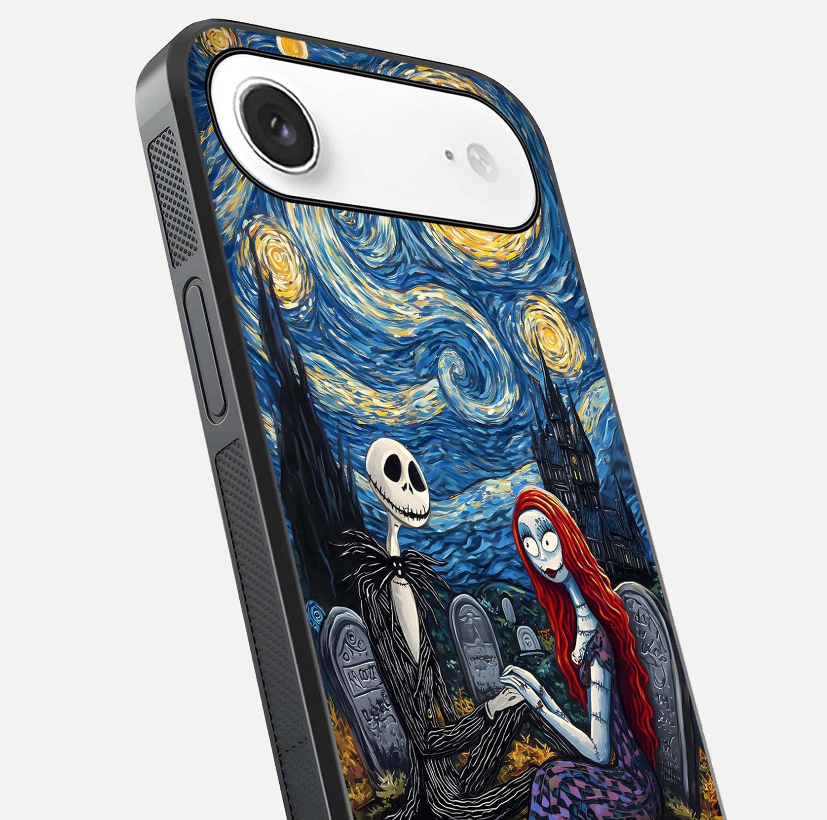 Eternal Night Love Glass Case for iPhone 17 close-up highlighting stars and reflection glow