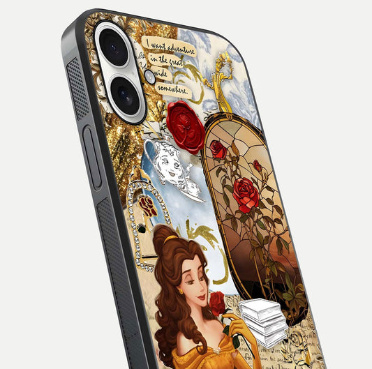 Golden Dream Belle Glass Case for iPhone 17 close-up angled shot showing gradient tones and reflection polish