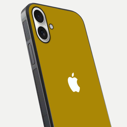 Golden Luxe Aura Glass Case for iPhone 17 close-up angled shot showing metallic shine and light reflection