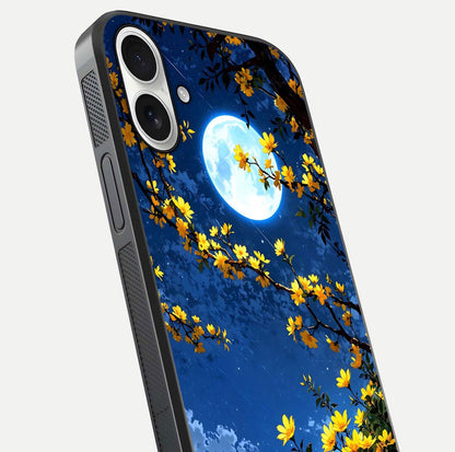 Golden Night Glow Glass Case for iPhone 17 close-up angled shot showing shimmer texture and light reflection