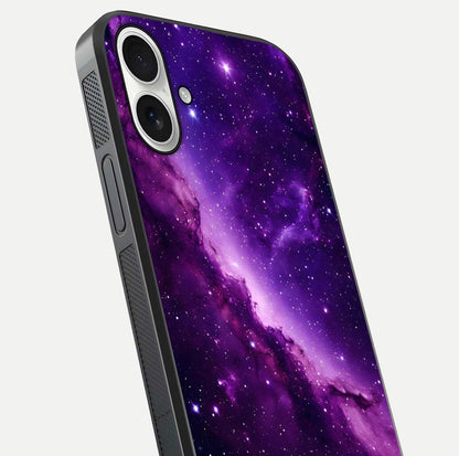 Purple Shade Sky Glass Case for iPhone 17 close-up angled shot highlighting color gradient and reflection
