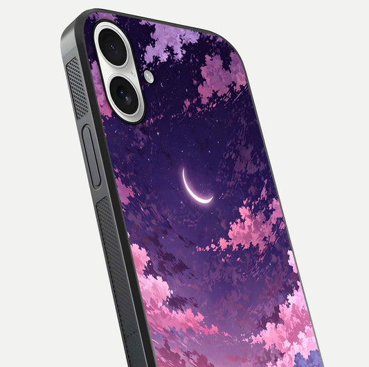 Sky Drift Clouds Glass Case for iPhone 17 close-up angled shot highlighting cloud texture and reflection