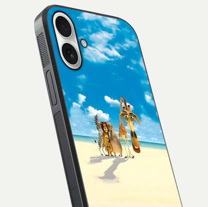 Tropical Fun Squad Glass Case for iPhone 17 close-up angled shot highlighting vibrant tones and texture