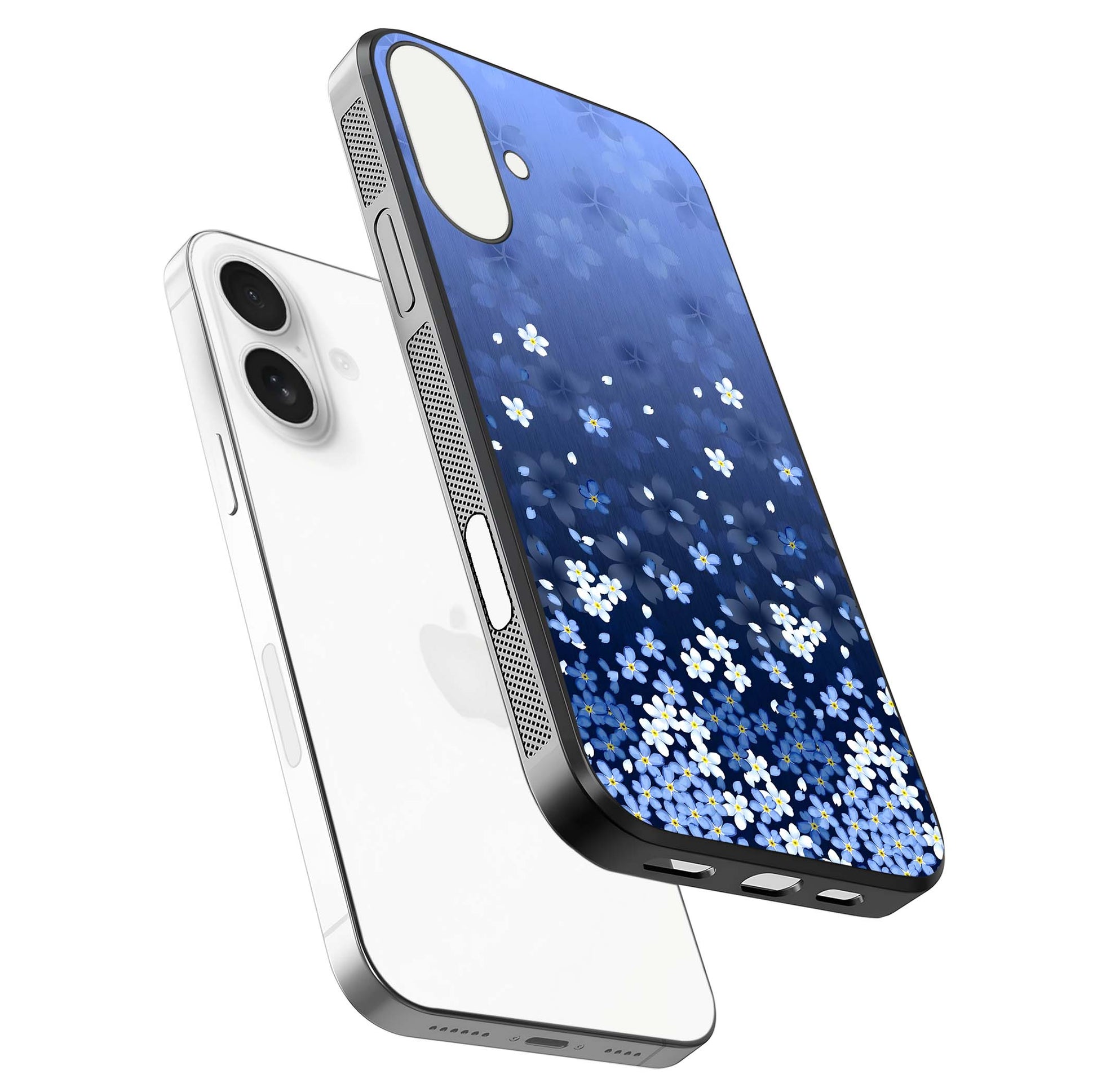 Blue Starry Glass Case for iPhone 17 floating mockup capturing cosmic tone and HD gloss texture