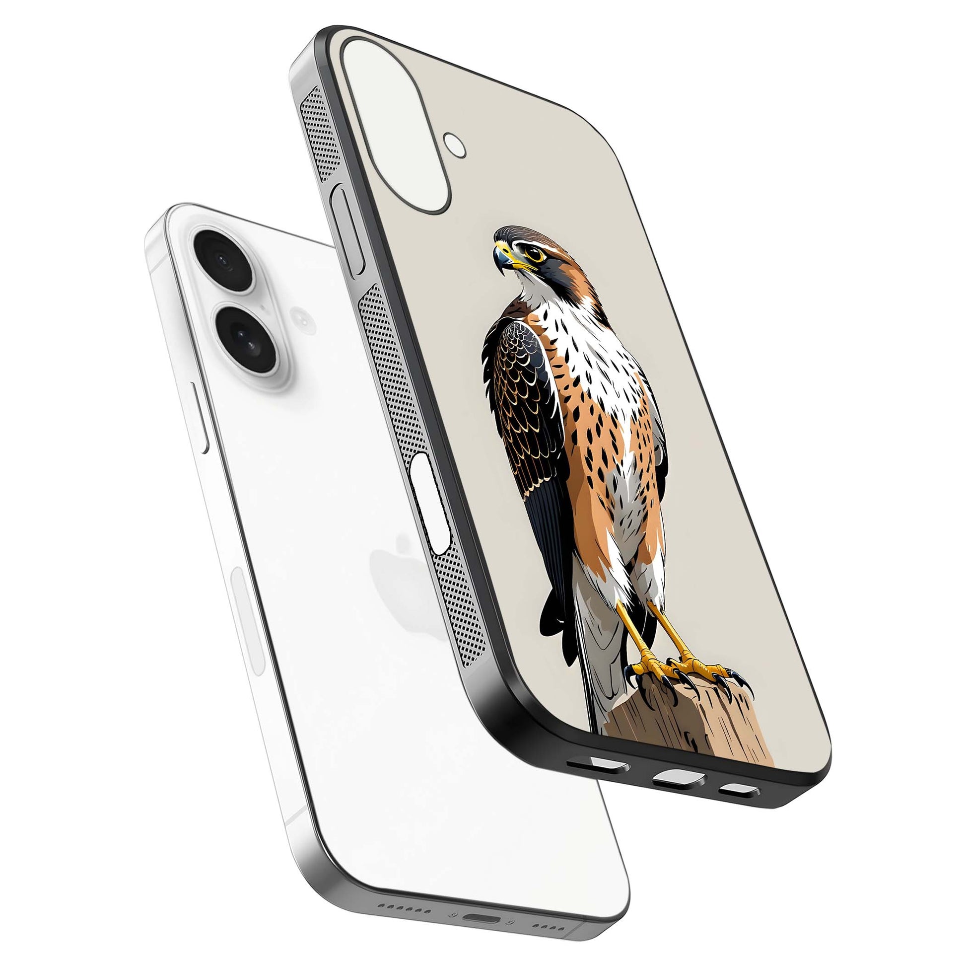 Clever Eagle Glass Case for iPhone 17 floating mockup displaying sharp gloss and art contrast