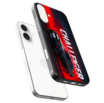 Crimson Challenger Fury Glass Case for iPhone 17 floating mockup showing HD gloss and sleek shine