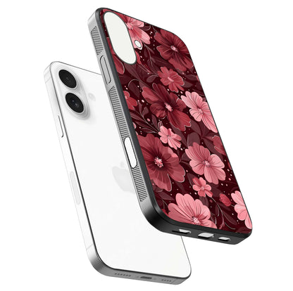 Flower Blush Bloom Glass Case for iPhone 17 floating mockup showing shine polish and elegant look