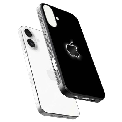 Neon Apple Glow Glass Case for iPhone 17 floating dual-view mockup showing HD shine and modern look