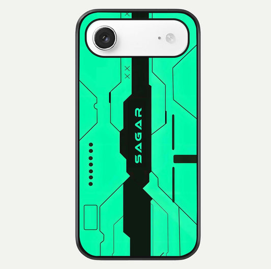 Aqua Tech CYBERPUNK Custom Name Glass Case For iPhone Air  by Custom World