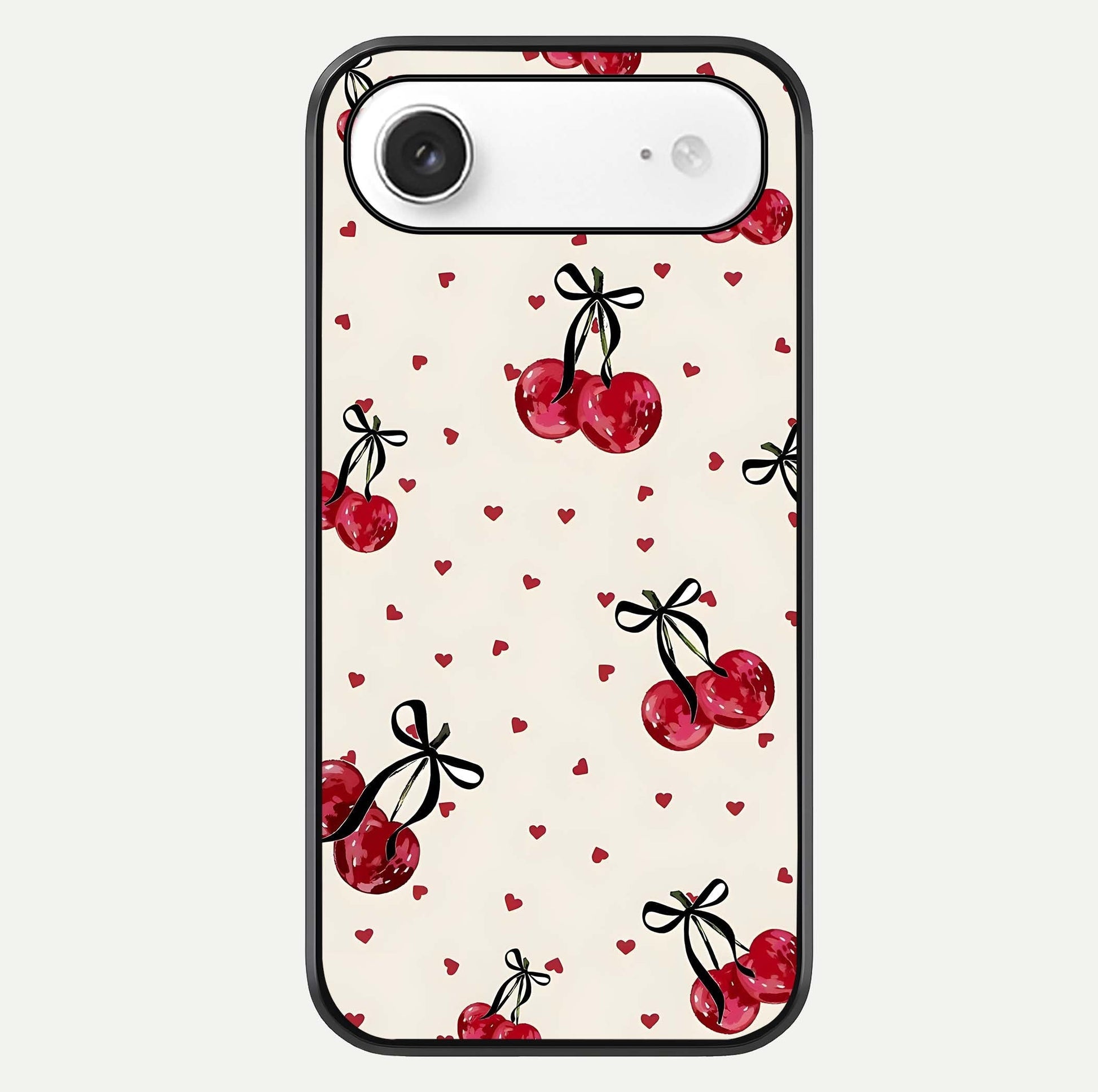 Cherry Heart Bow Glass Case For iPhone Air  by Custom World