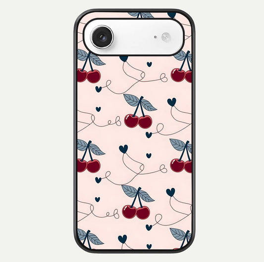 Cherry Heart Line Glass Case For iPhone Air  by Custom World
