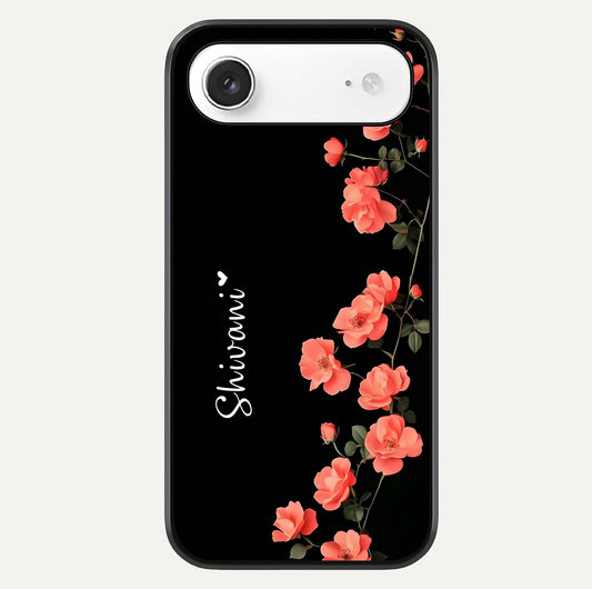 Crimson Bloom Grace Custom Name Glass Case For iPhone Air  by Custom World