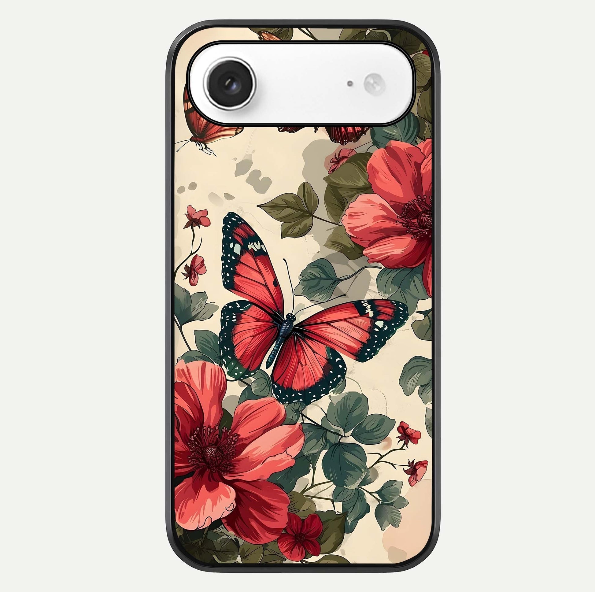 Crimson Butterfly Garden Glass Case For iPhone Air  by Custom World