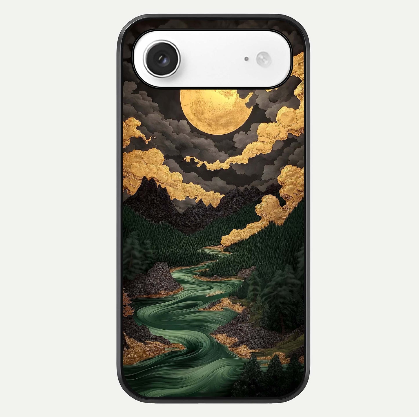 Golden River Moon Glass Case For iPhone Air  by Custom World
