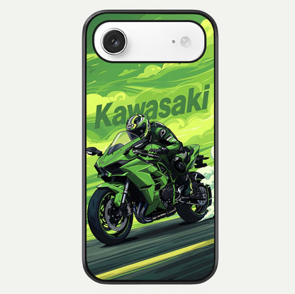 Green Kawasaki Glass Case For iPhone Air  by Custom World