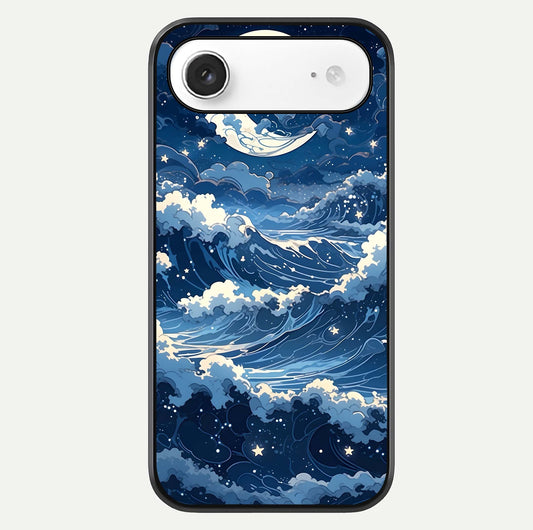 Ocean Moon Waves Glass Case For iPhone Air  by Custom World