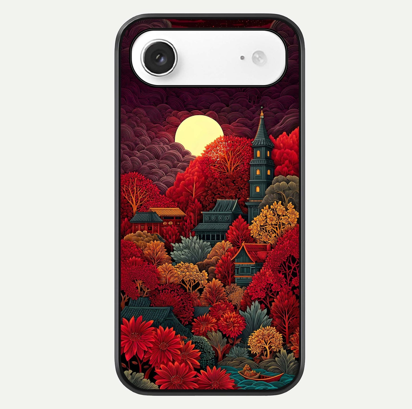 Scarlet Autumn Temple Glass Case For iPhone Air  by Custom World