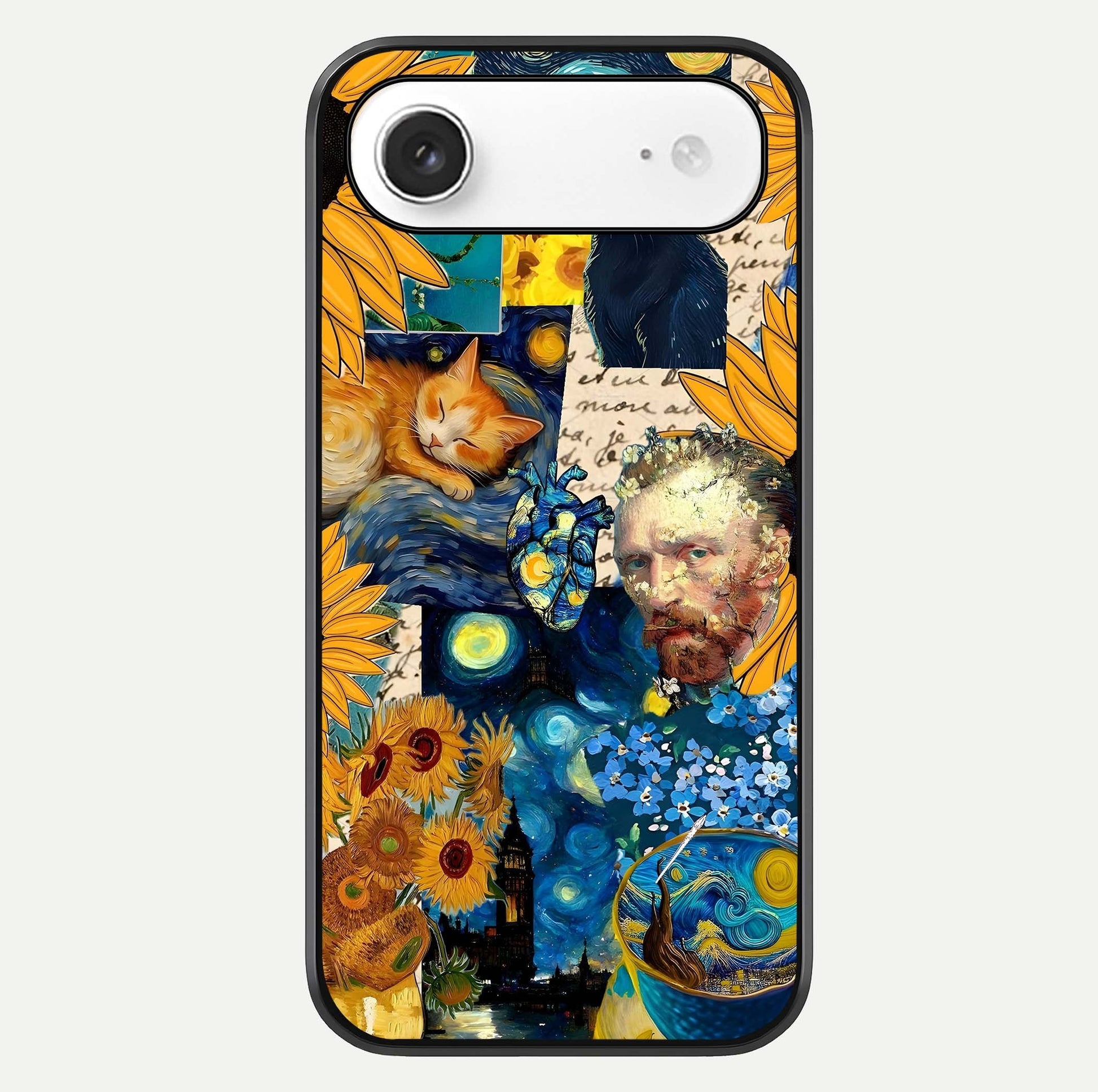Sunflower Cat Art Glass Case For iPhone Air  by Custom World