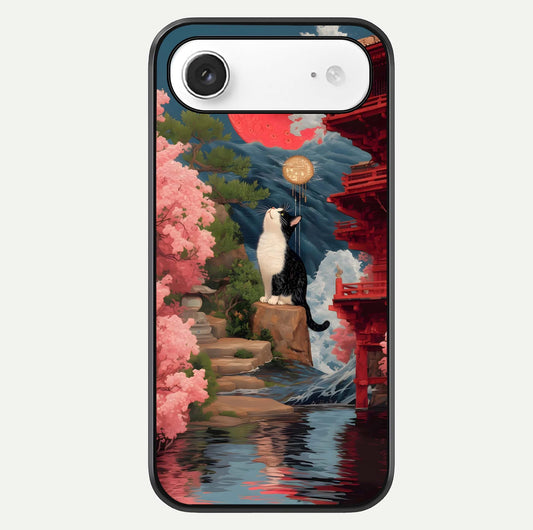 Temple Cat Scenery Glass Case For iPhone Air  by Custom World