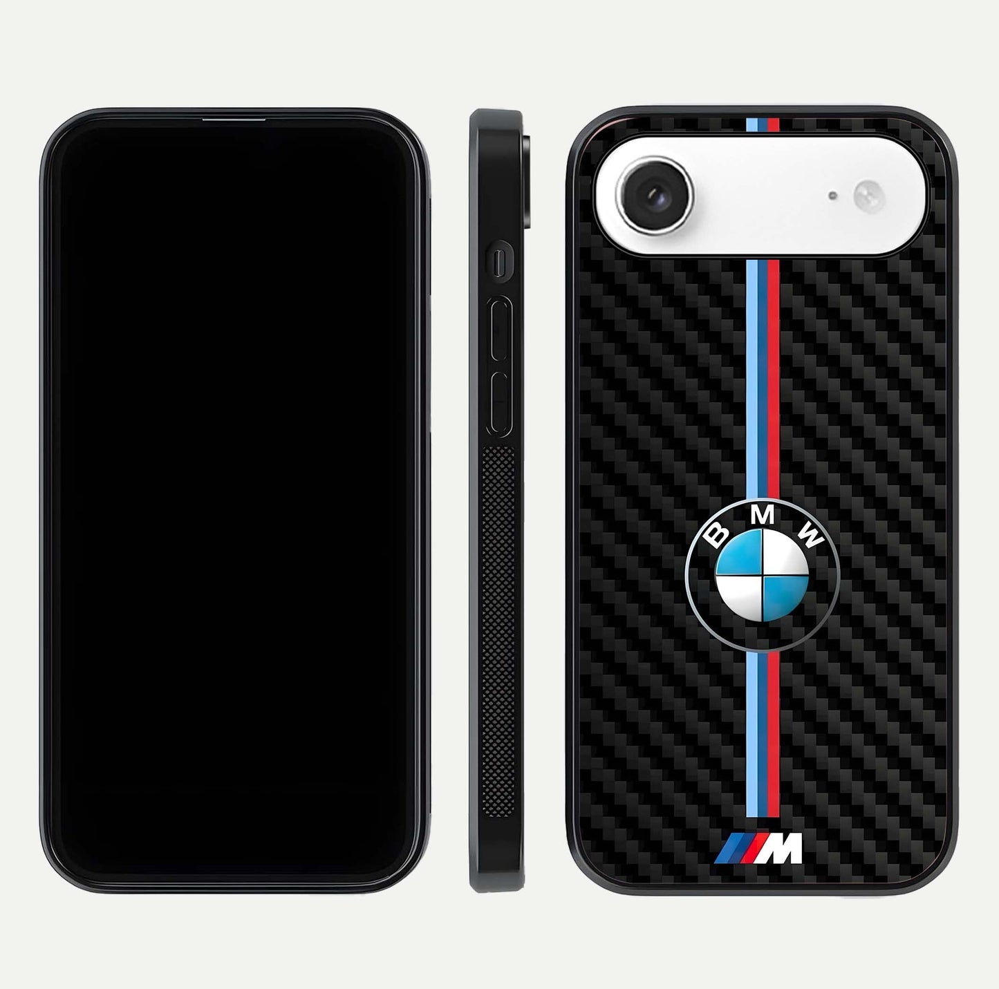 BMW Pattern Glass Case for iPhone Air  front-and-back layout displaying car-themed art and premium glass gloss