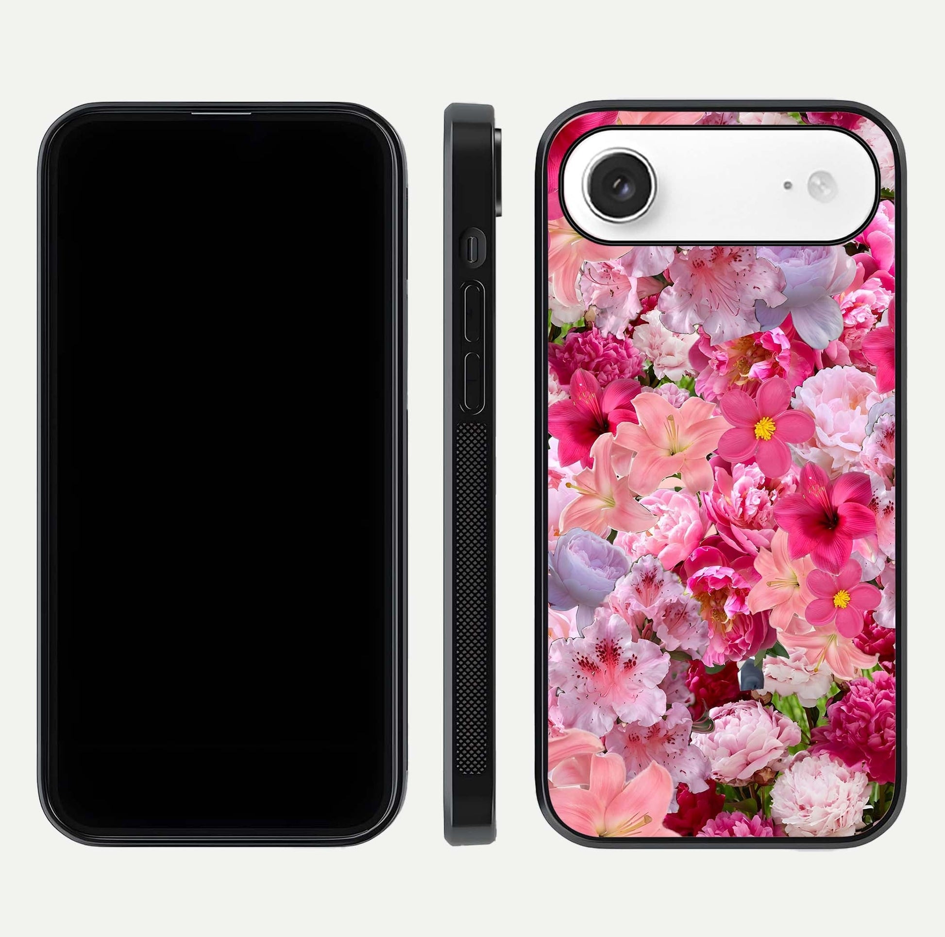 Bloom Crush Fantasy Glass Case for iPhone Air  dual-view layout highlighting edges and premium shine