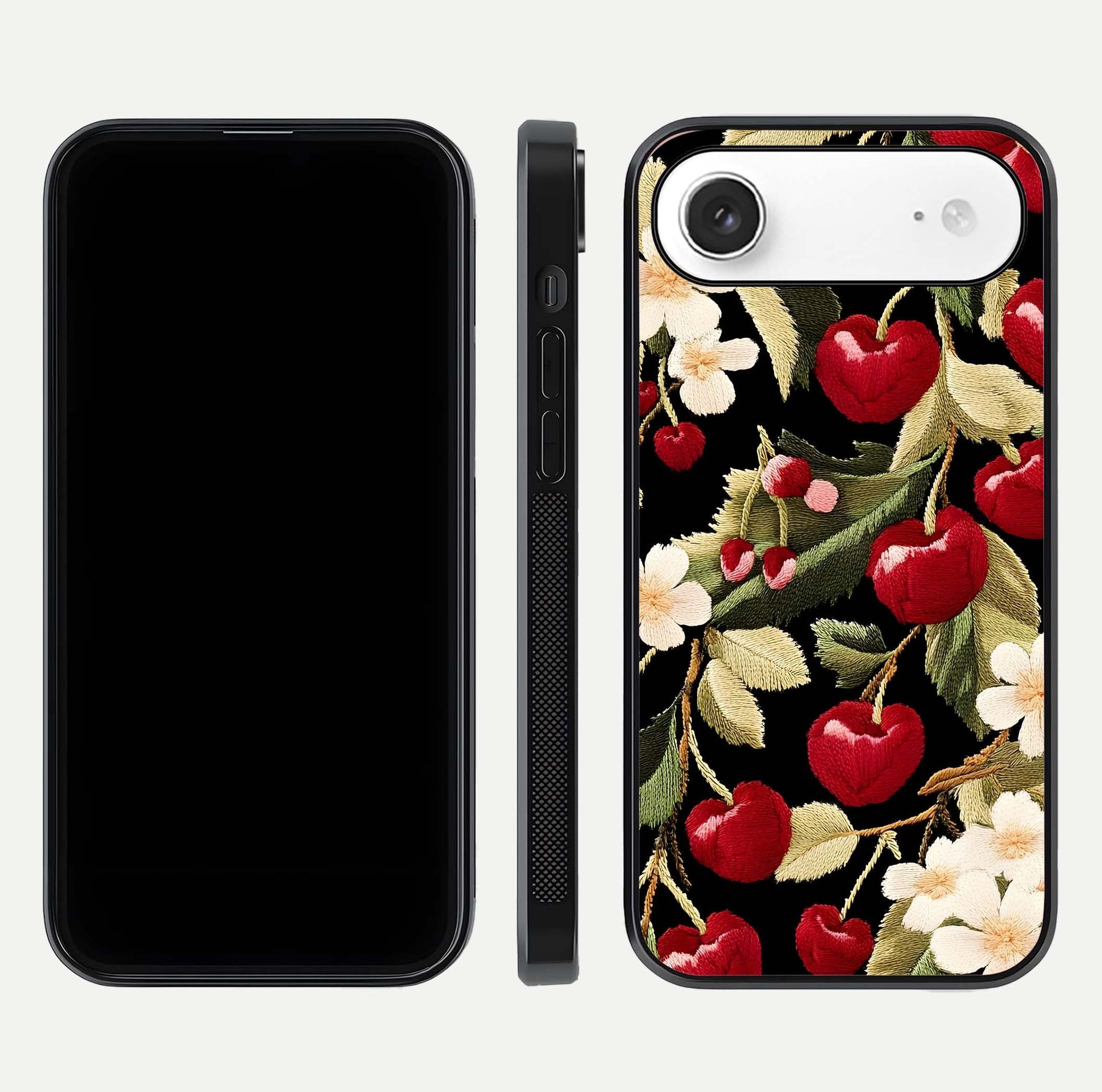 Bloom Thread Art Glass Case for iPhone Air  front-and-back layout showing smooth edges and high-clarity print